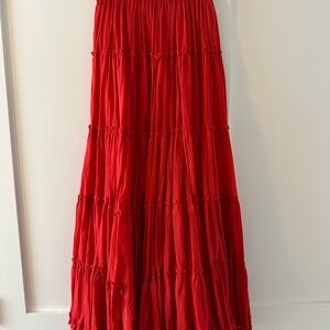 Elegant Red Maxi Skirt